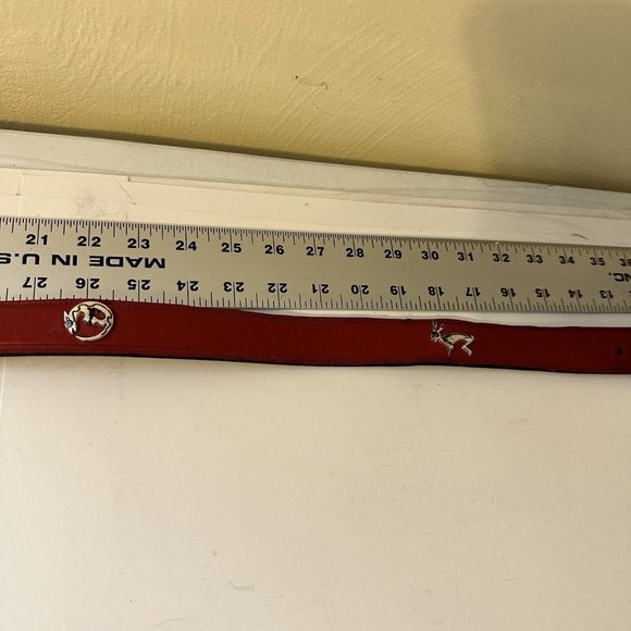 Vintage Womens Red Texas Leather Collection Western Charm Fetish Belt Size 38
